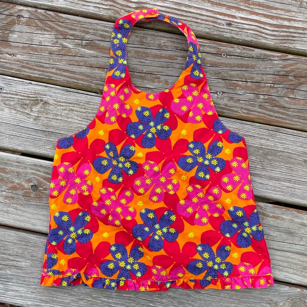 Y2K Copper Key Girls 100% Cotton Tropical Vibrant Floral Print Halter Top